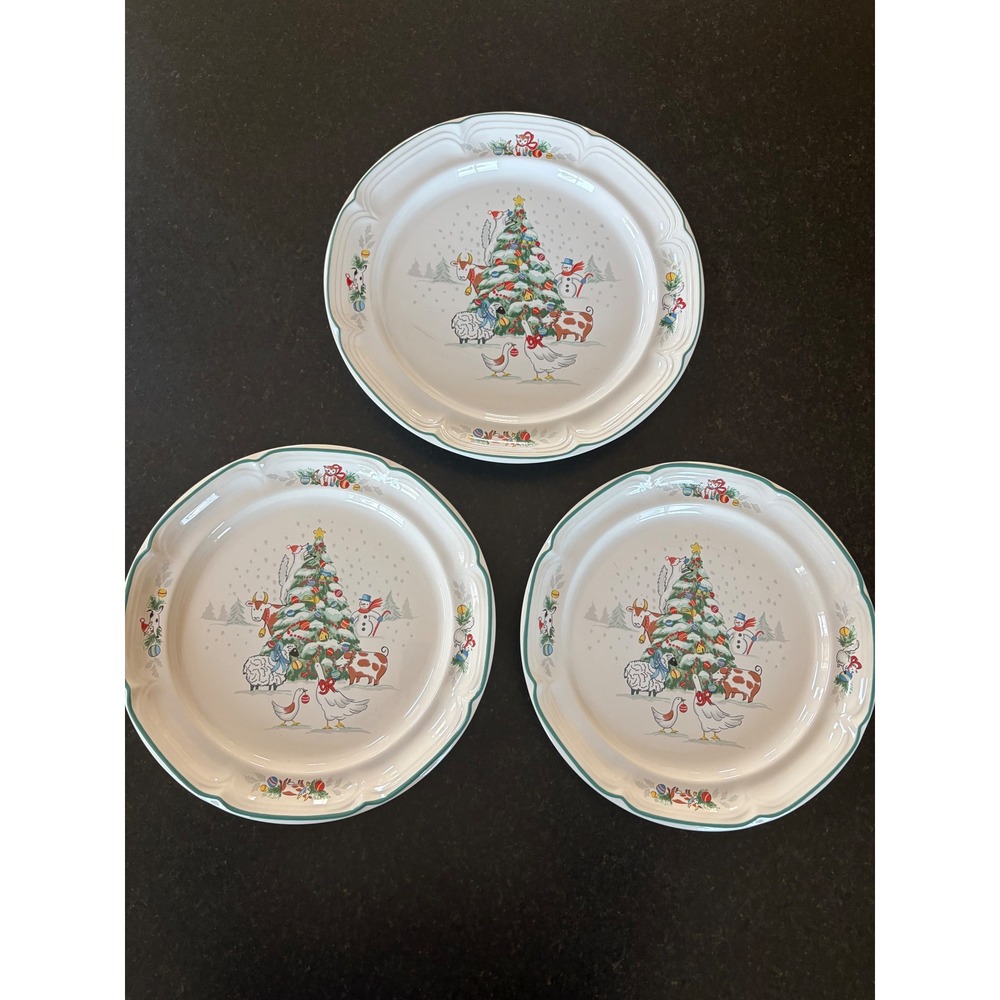 International China "Country Christmas" 12" chop plus two 10 3/4" dinner plates